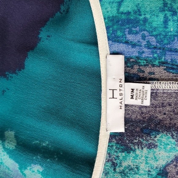 Halston green and blue sheer summer dress - Picture 12 of 13
